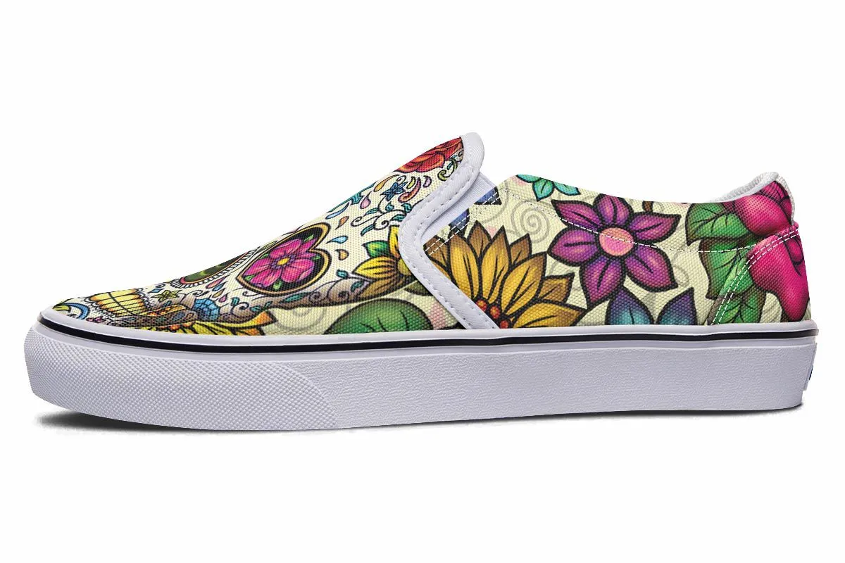 Sugar Skull Slip-On Shoes