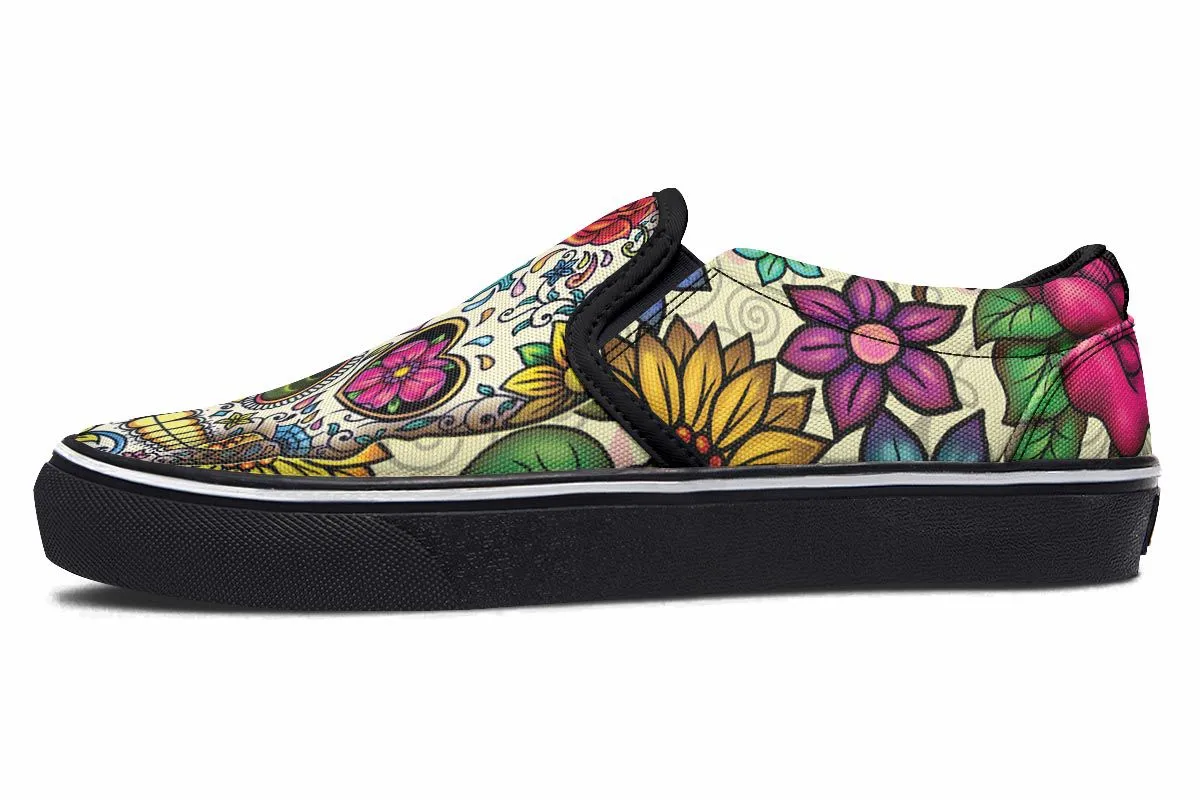 Sugar Skull Slip-On Shoes