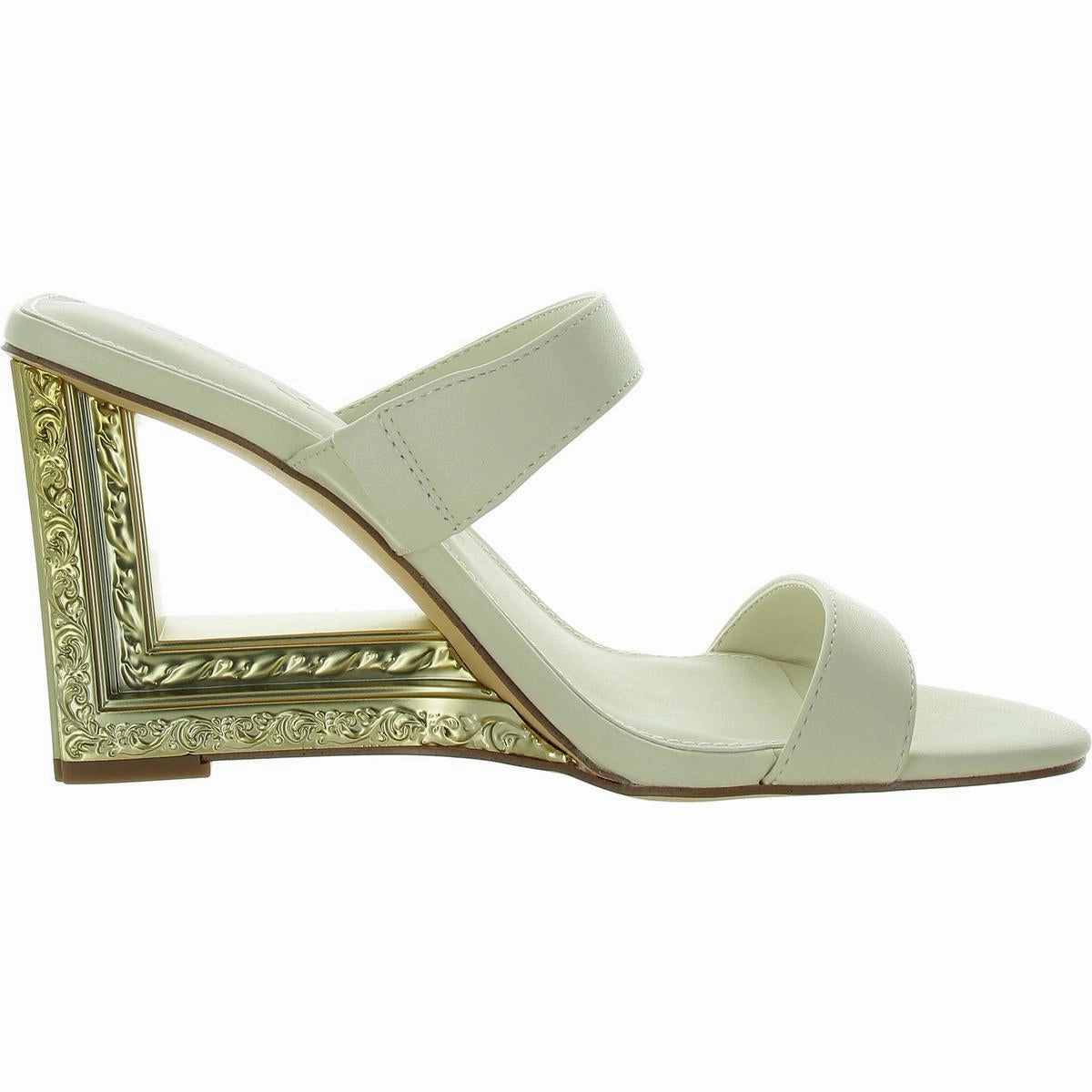 The Framing Wedge Two Band Womens Memory Foam Faux Leather Wedge Sandals