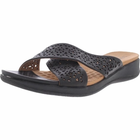 Tillman Womens Leather Cross Strap Slide Sandals