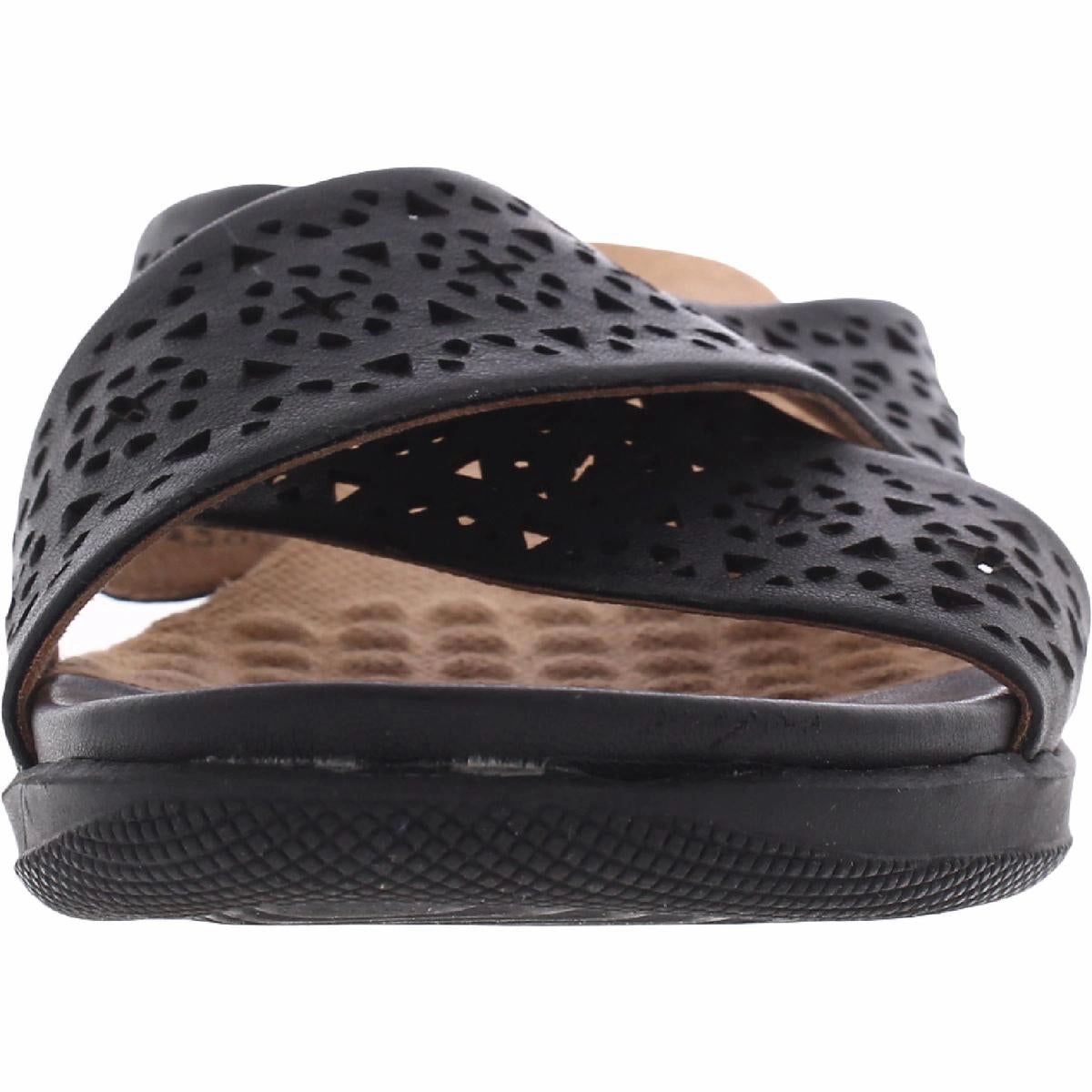 Tillman Womens Leather Cross Strap Slide Sandals