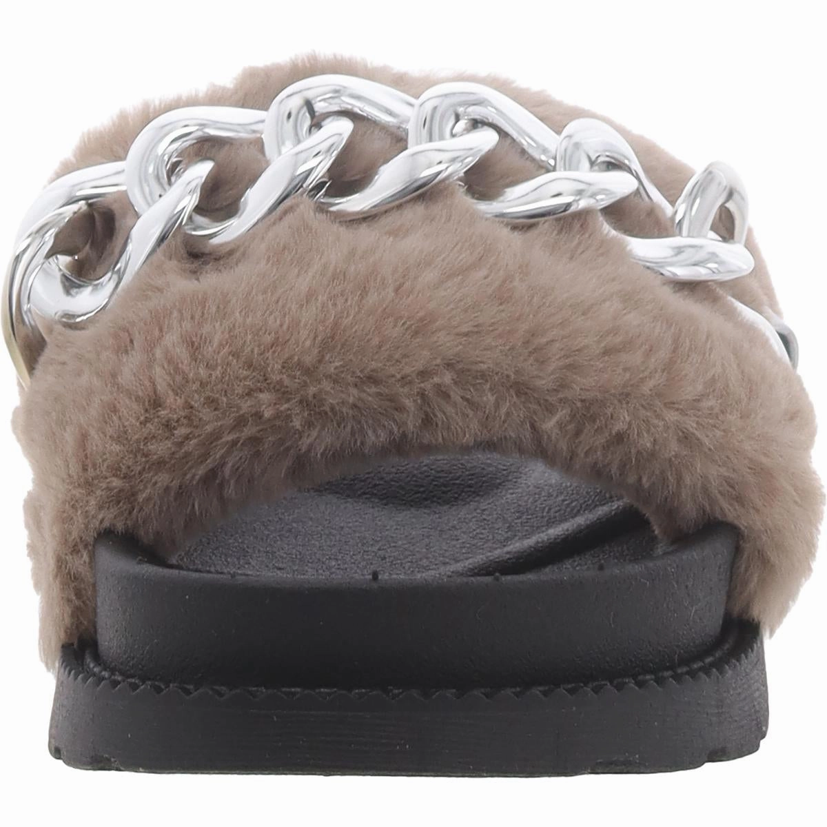 TRAVERZ Womens Faux Fur Comfy Slide Sandals
