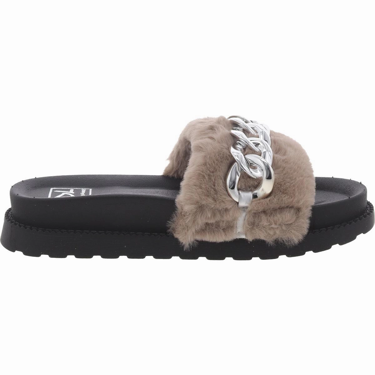 TRAVERZ Womens Faux Fur Comfy Slide Sandals