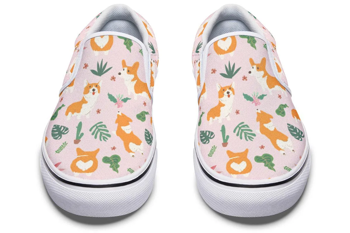 Tropical Corgi Slip-On Shoes