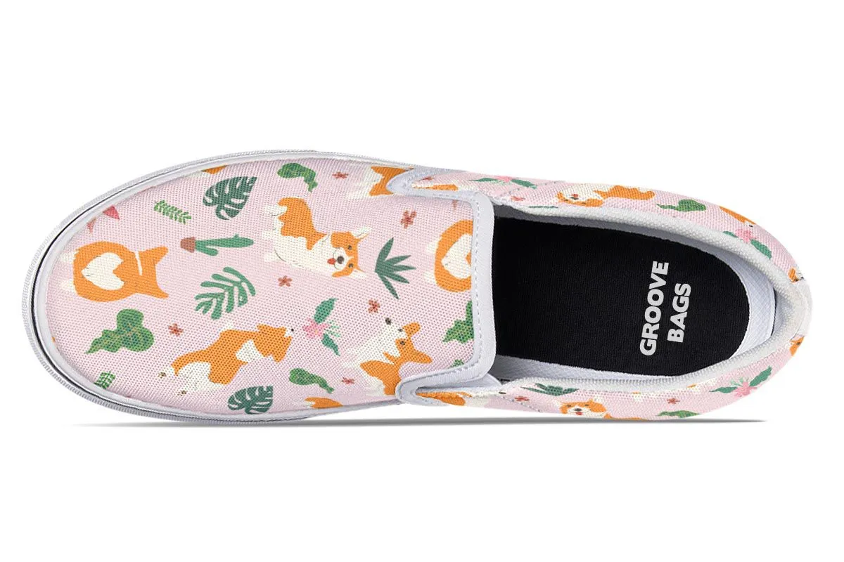 Tropical Corgi Slip-On Shoes