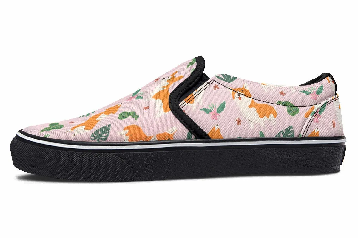 Tropical Corgi Slip-On Shoes