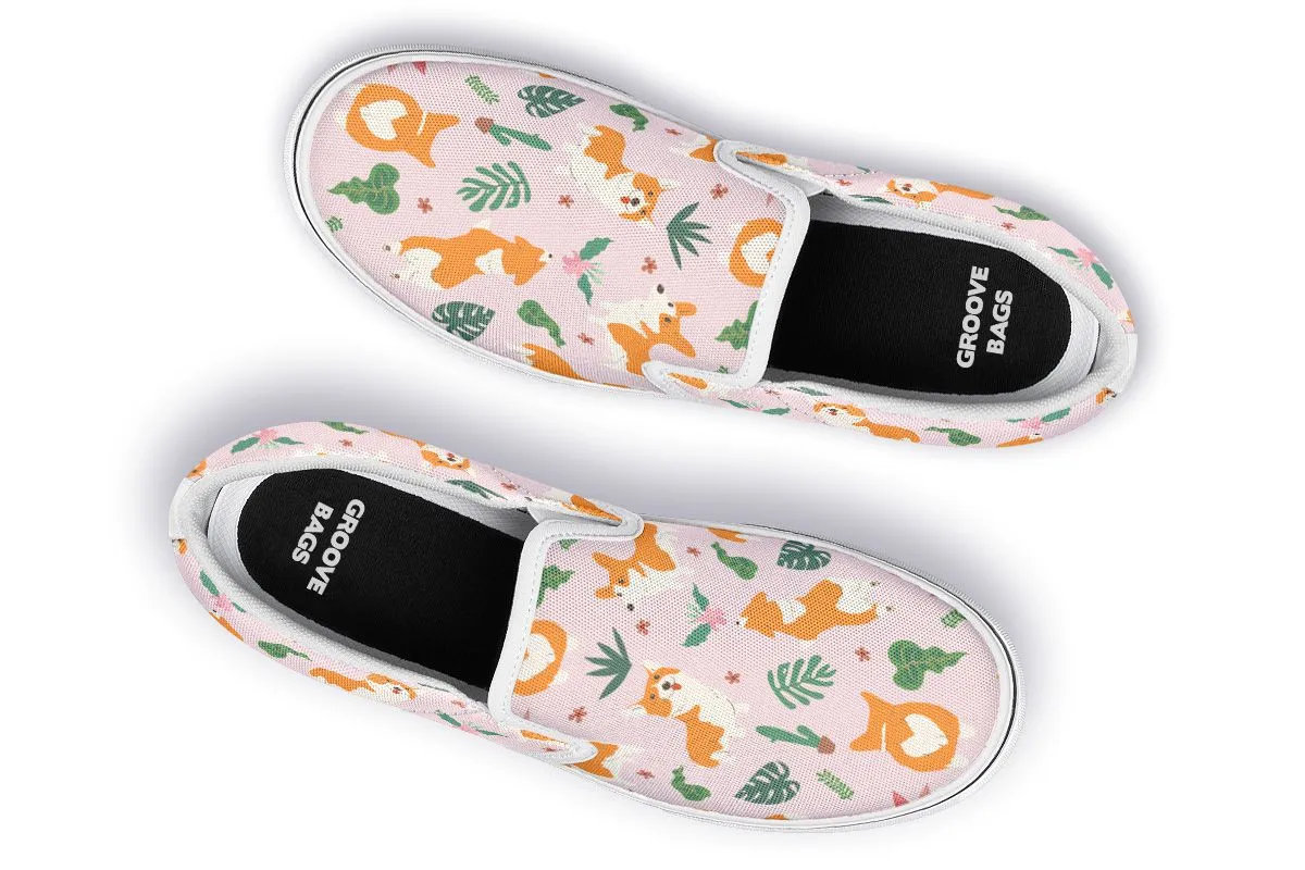 Tropical Corgi Slip-On Shoes