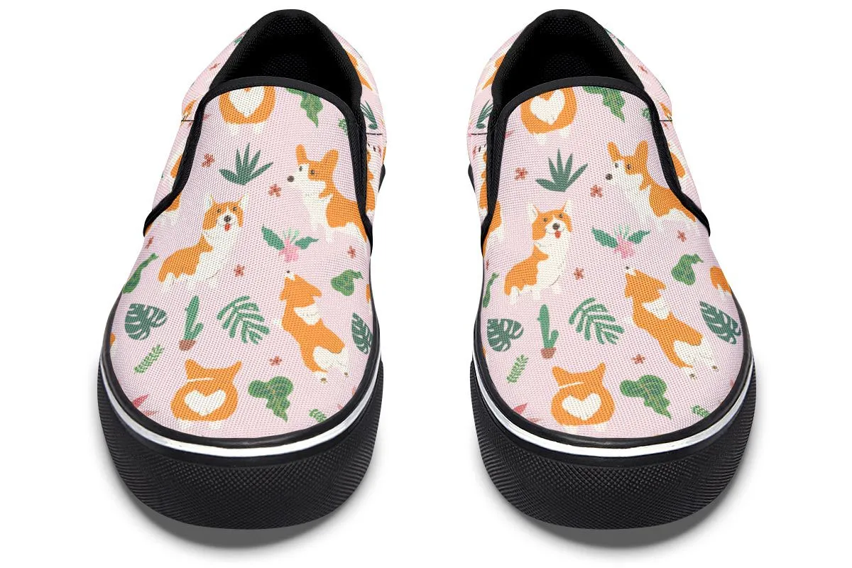 Tropical Corgi Slip-On Shoes