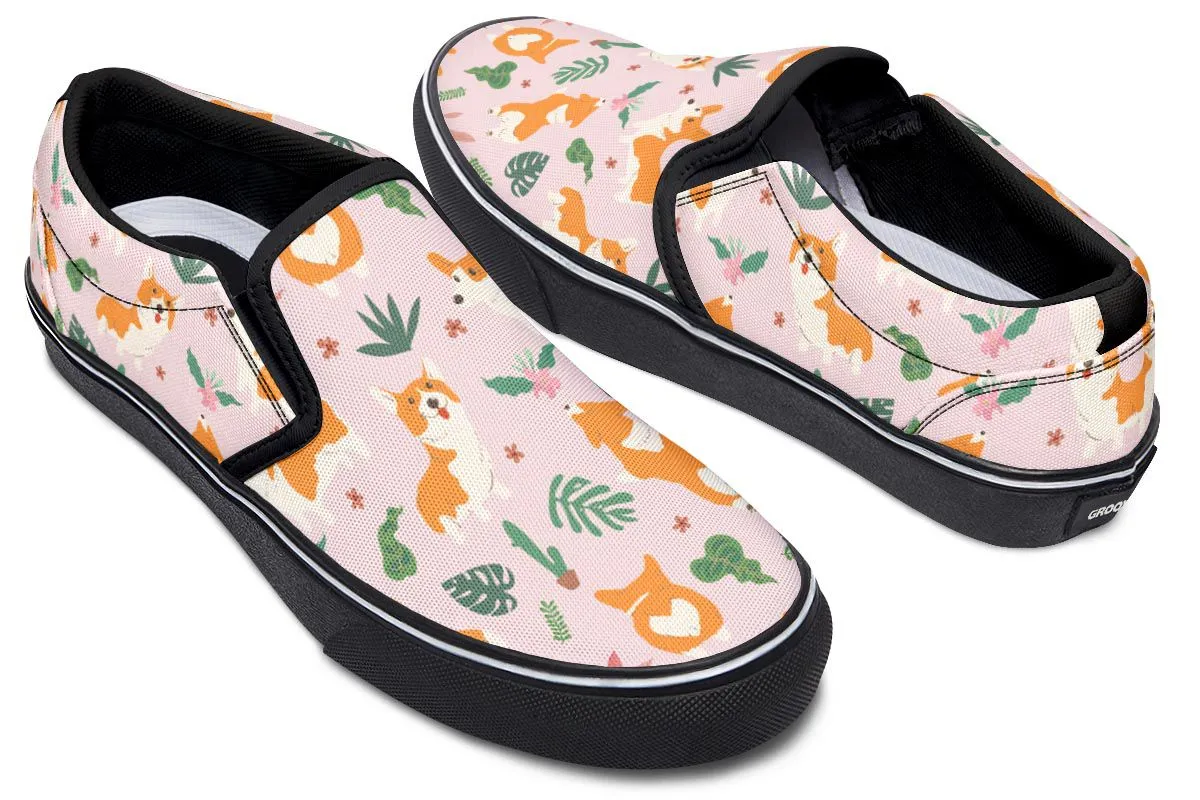 Tropical Corgi Slip-On Shoes