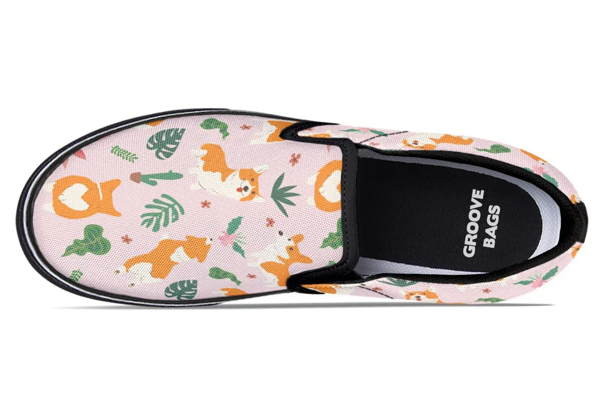 Tropical Corgi Slip-On Shoes