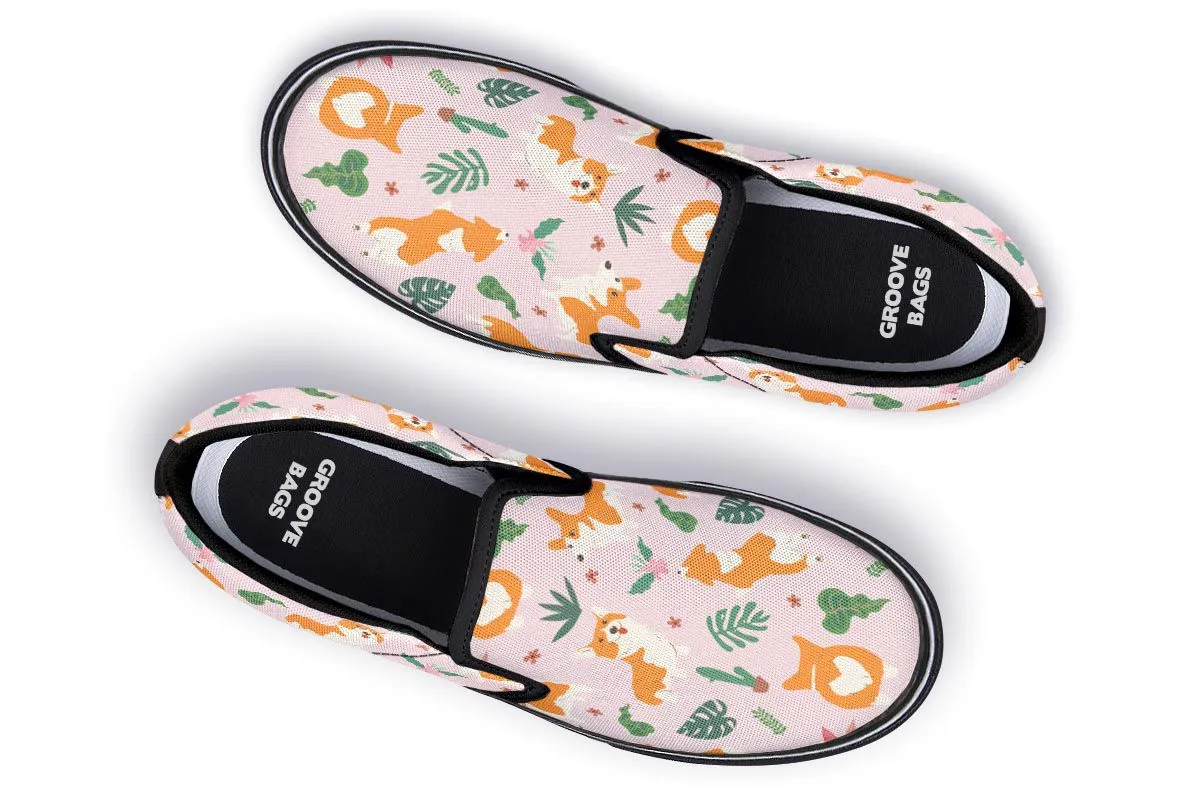 Tropical Corgi Slip-On Shoes
