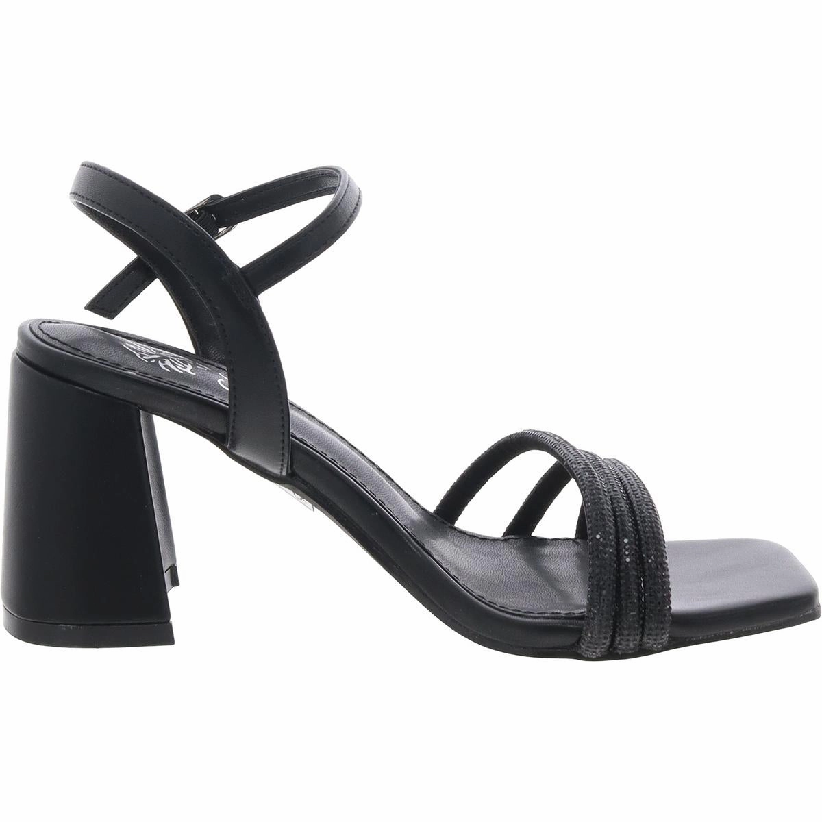 Tyra Womens Faux Leather Rhinestone Ankle Strap