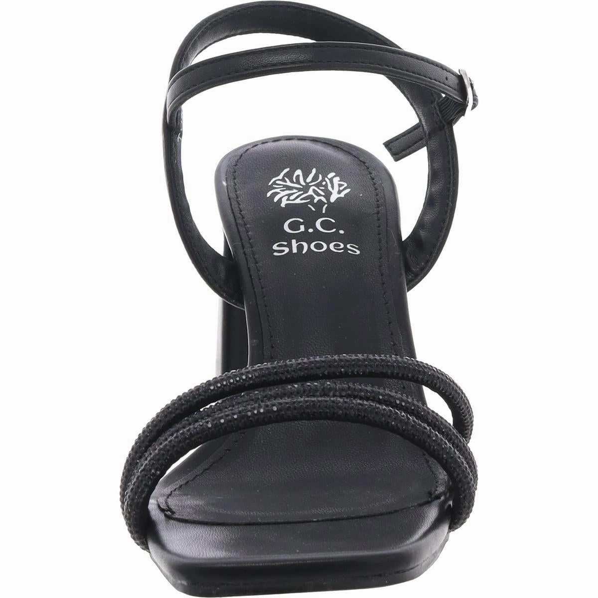 Tyra Womens Faux Leather Rhinestone Ankle Strap