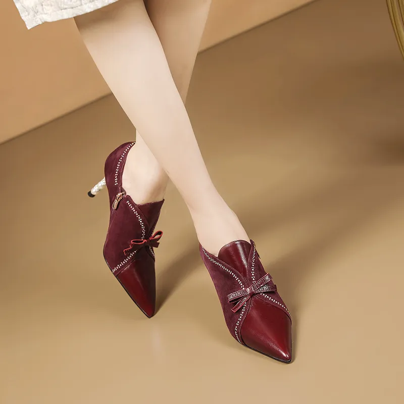 USS Shoes Alice Women's Leather Crystal Heel Stiletto Pumps