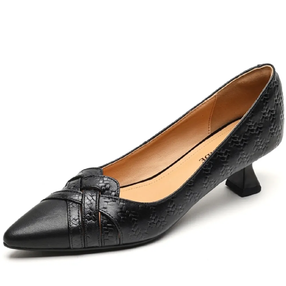 USS Shoes Chiara Women's Kitten Heel Leather Pumps
