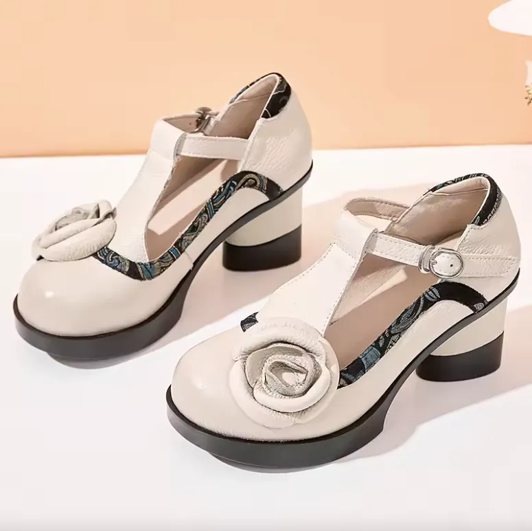 USS Shoes Eva Women's Buckle Strap Flower Pumps