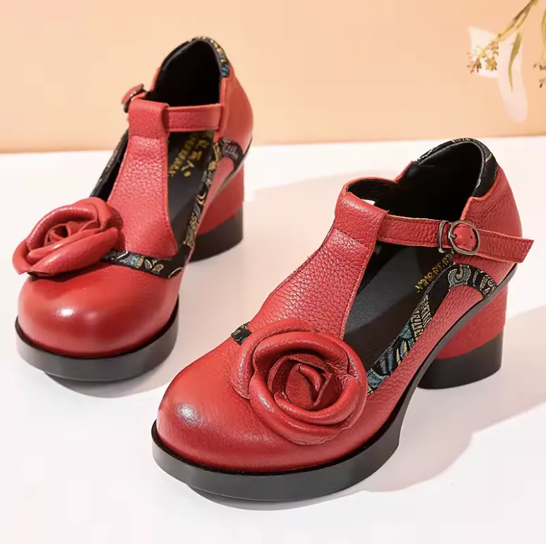 USS Shoes Eva Women's Buckle Strap Flower Pumps