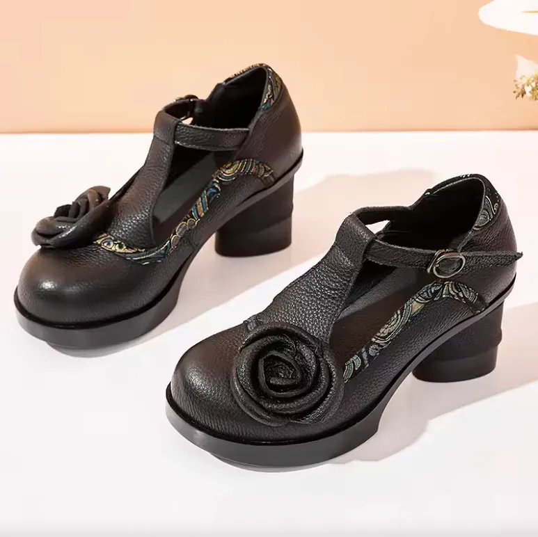 USS Shoes Eva Women's Buckle Strap Flower Pumps