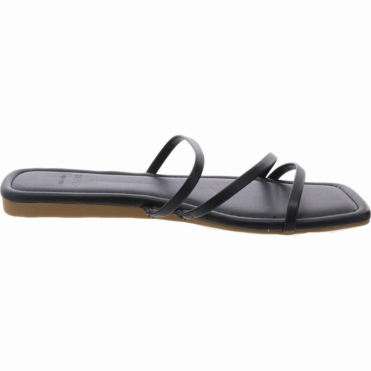 Vinny Womens Strappy Faux Leather Slide Sandals