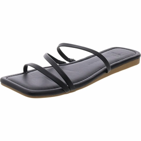 Vinny Womens Strappy Faux Leather Slide Sandals