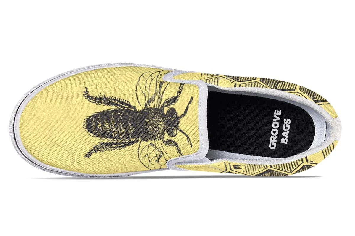 Vintage Bee Diagram Slip-On Shoes