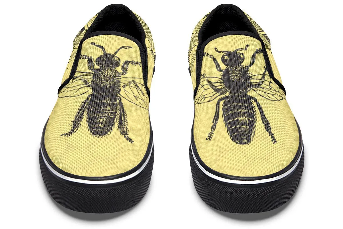 Vintage Bee Diagram Slip-On Shoes