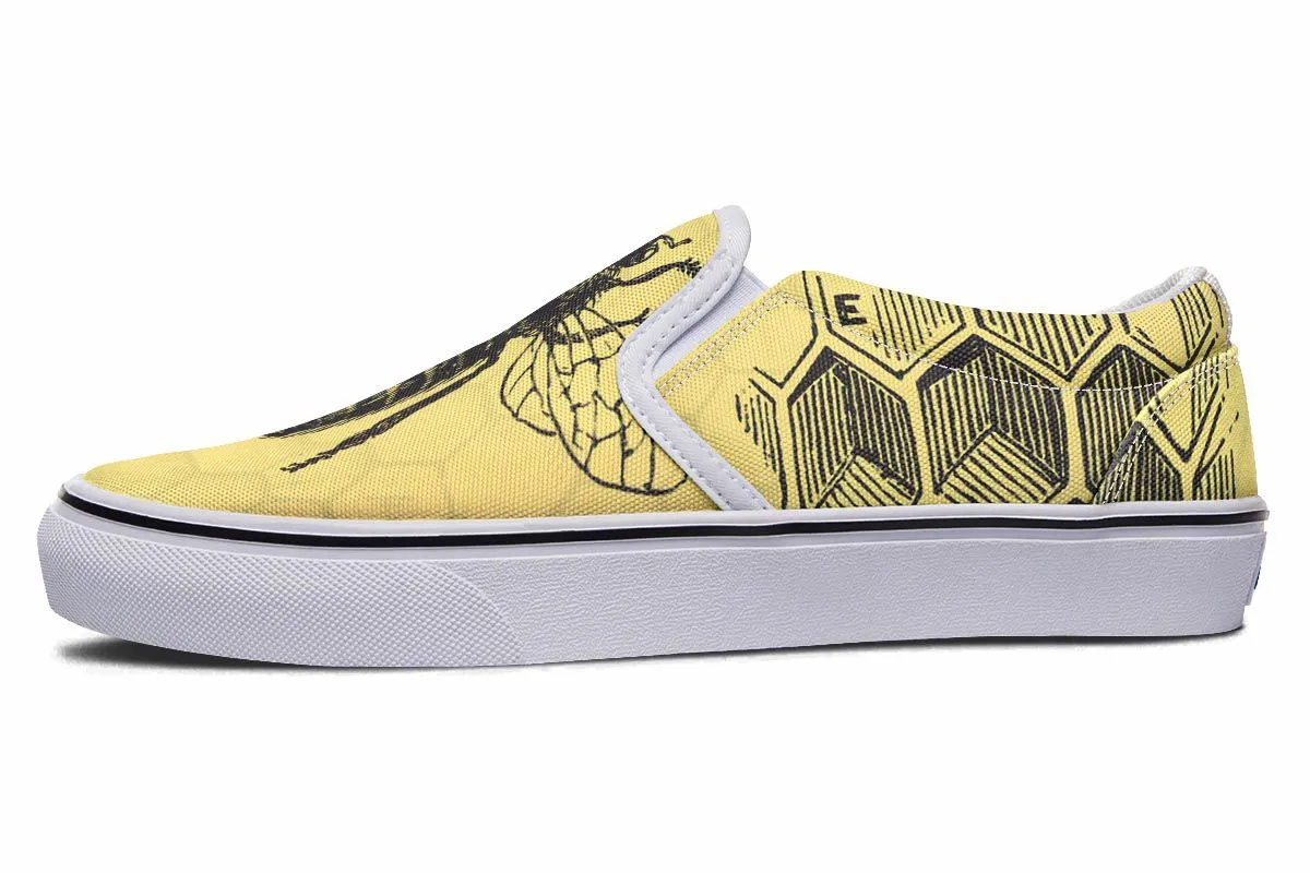 Vintage Bee Diagram Slip-On Shoes