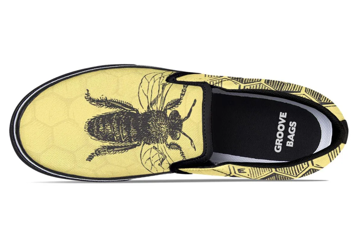 Vintage Bee Diagram Slip-On Shoes