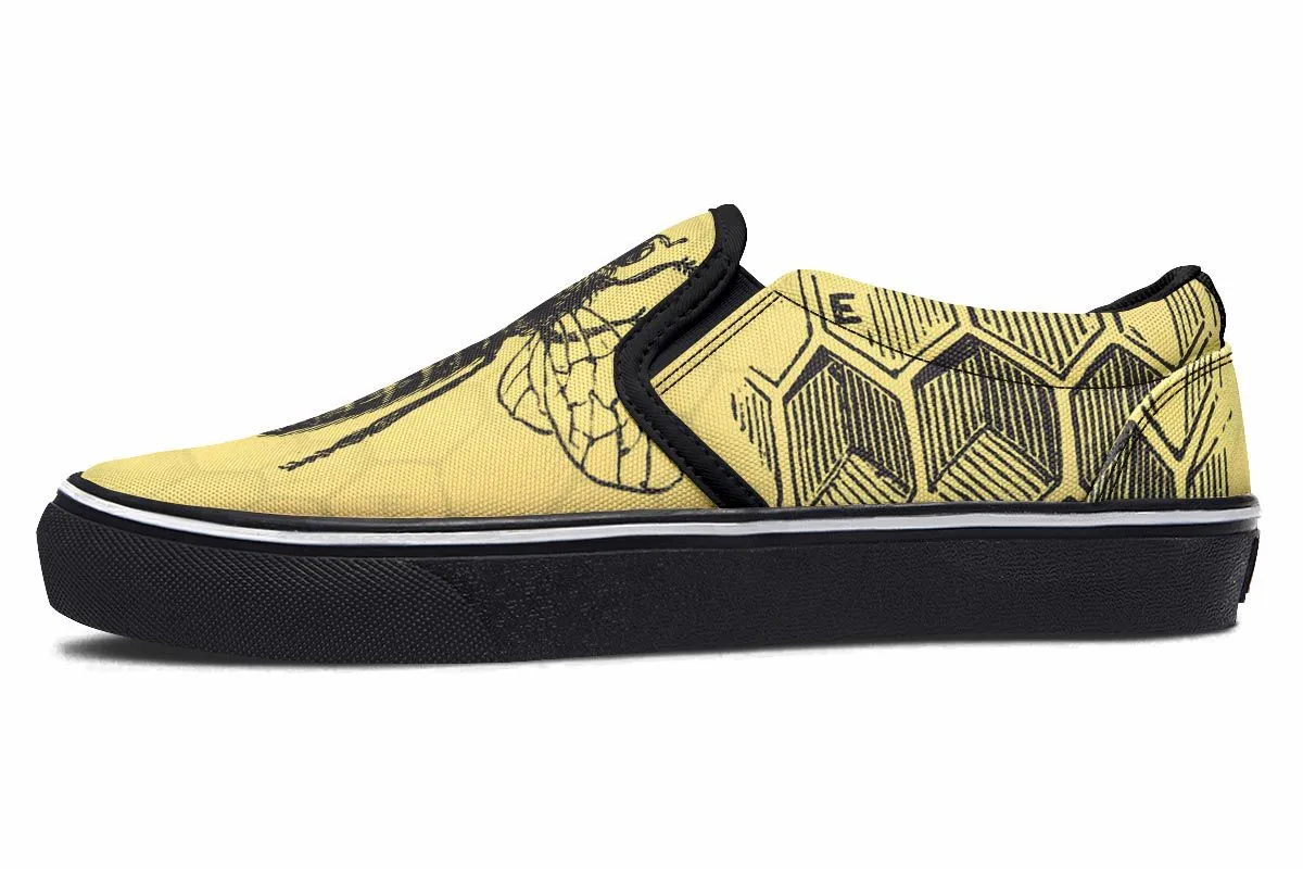 Vintage Bee Diagram Slip-On Shoes