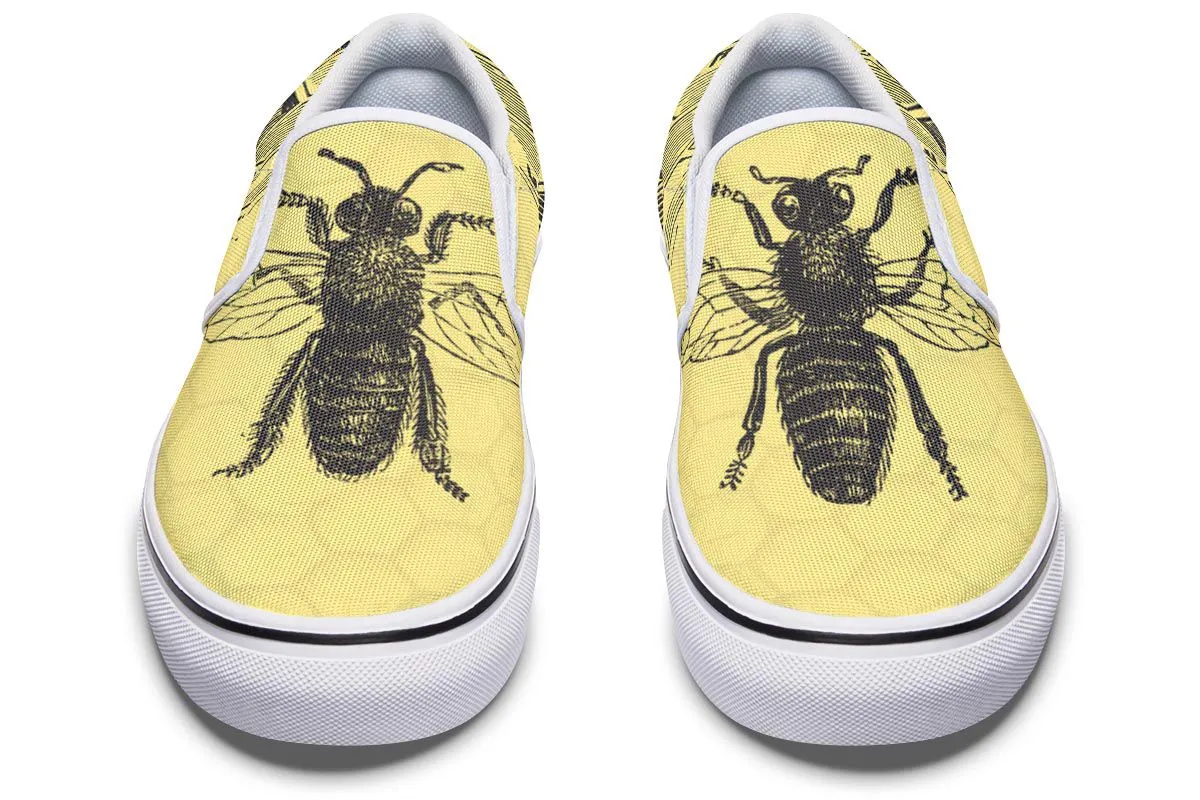 Vintage Bee Diagram Slip-On Shoes
