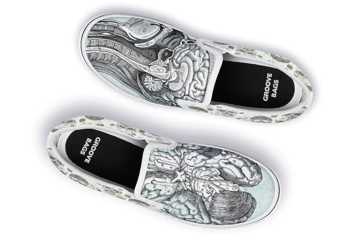 Vintage Brain Diagram Slip-On Shoes