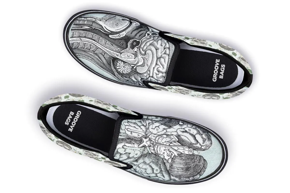 Vintage Brain Diagram Slip-On Shoes