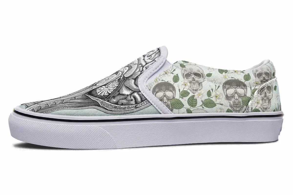 Vintage Brain Diagram Slip-On Shoes