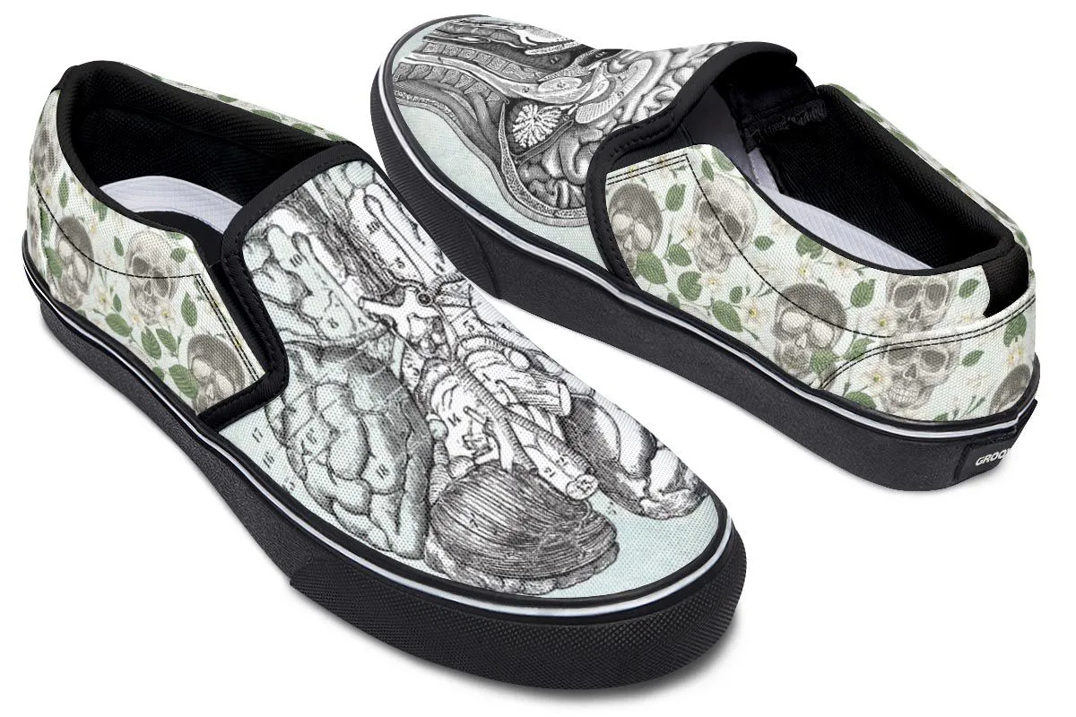 Vintage Brain Diagram Slip-On Shoes