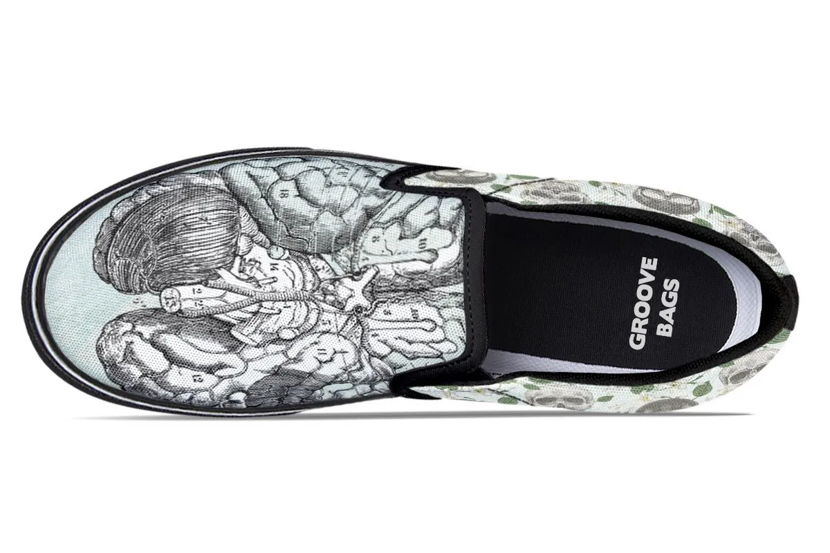 Vintage Brain Diagram Slip-On Shoes