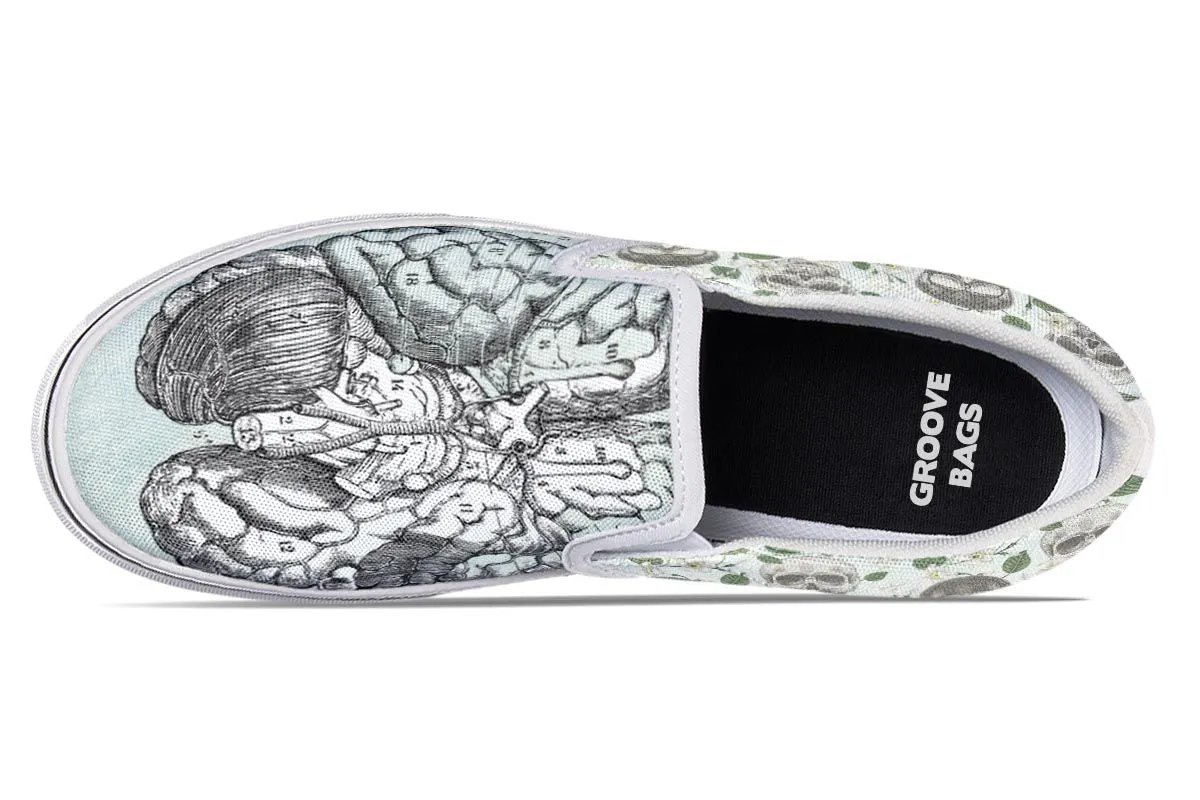 Vintage Brain Diagram Slip-On Shoes
