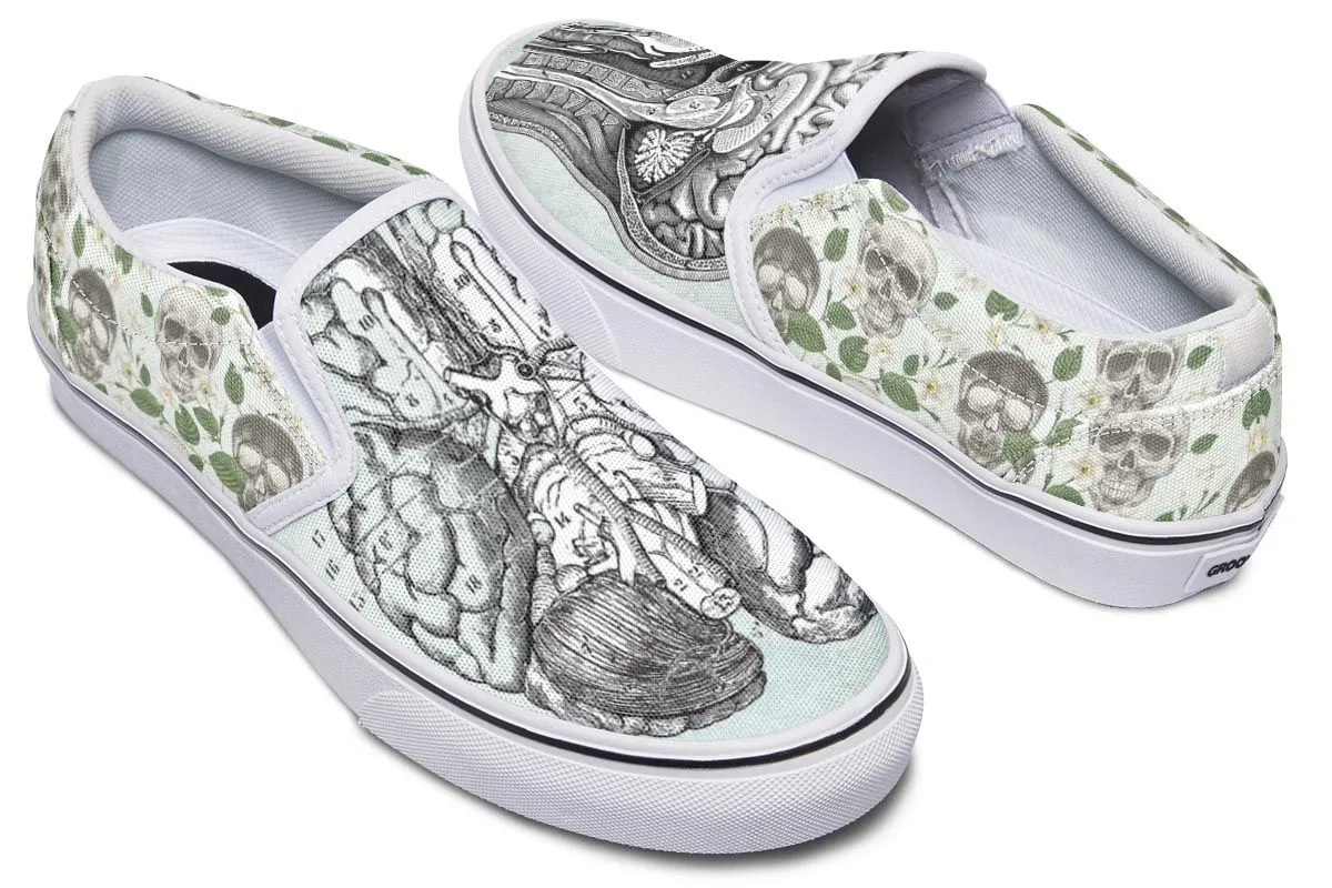 Vintage Brain Diagram Slip-On Shoes