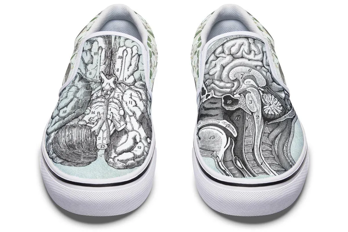 Vintage Brain Diagram Slip-On Shoes