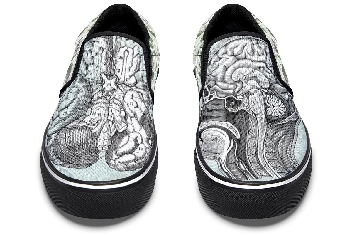 Vintage Brain Diagram Slip-On Shoes
