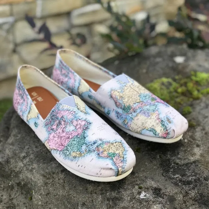 Vintage Geography Globe Casual Shoes