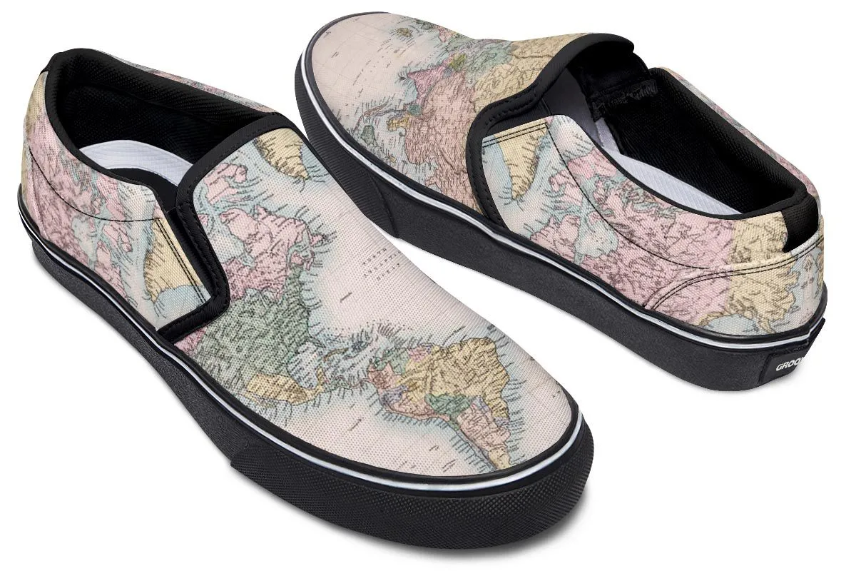 Vintage Geography Globe Slip-On Shoes
