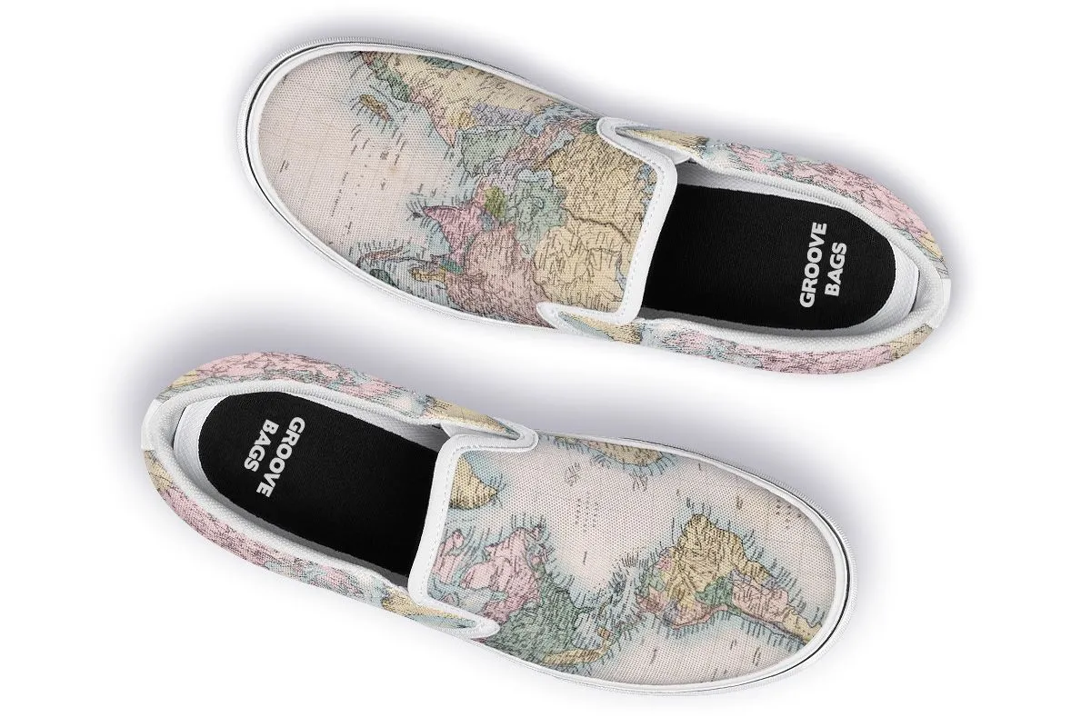 Vintage Geography Globe Slip-On Shoes