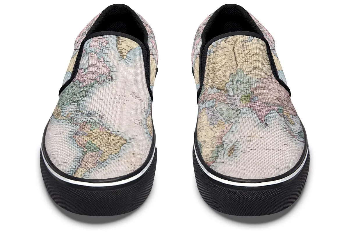 Vintage Geography Globe Slip-On Shoes