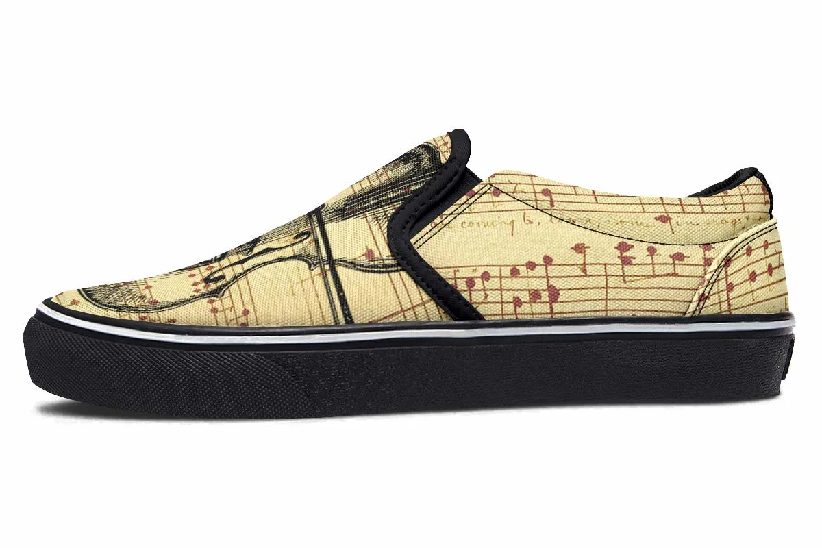 Violin Sketch Slip-On Shoes