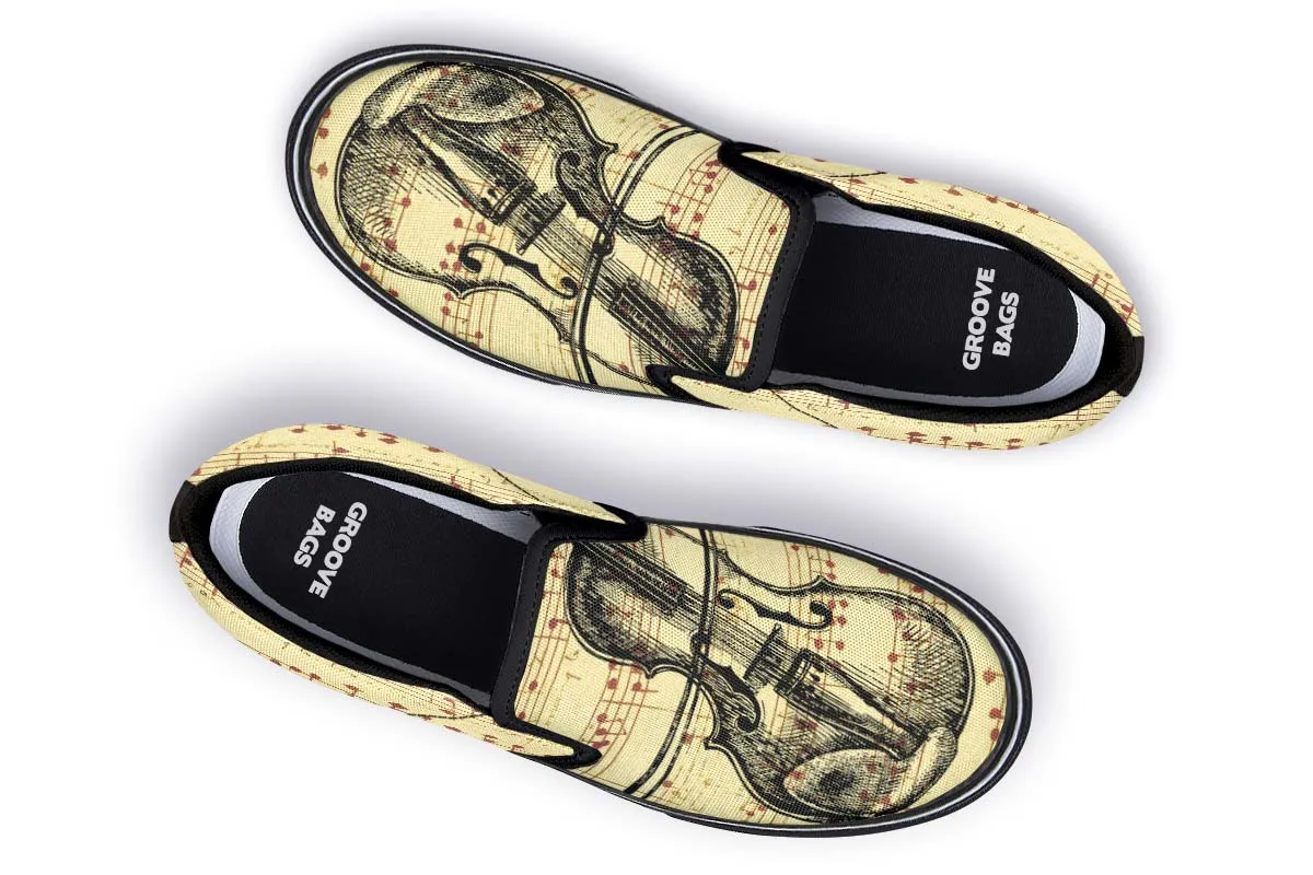 Violin Sketch Slip-On Shoes