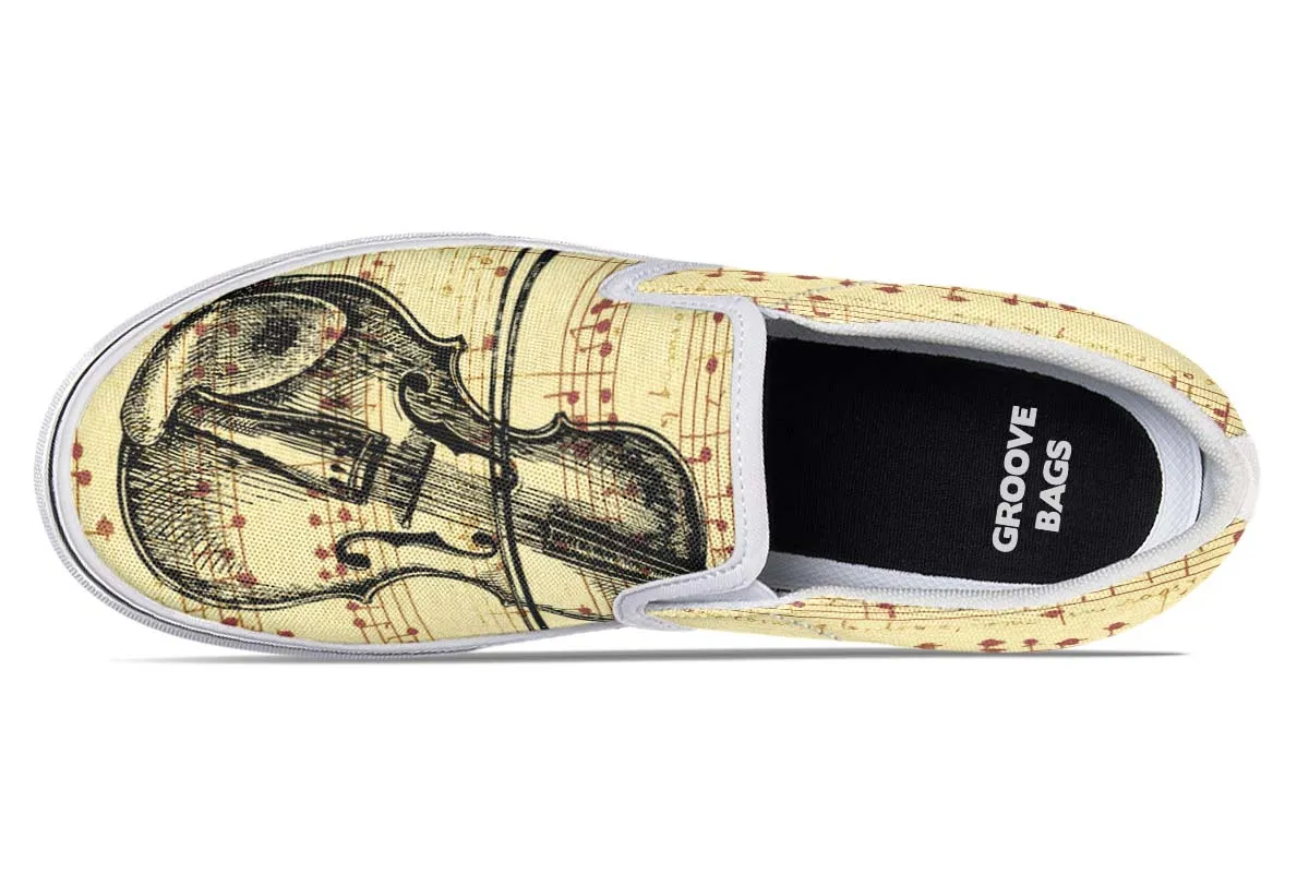 Violin Sketch Slip-On Shoes