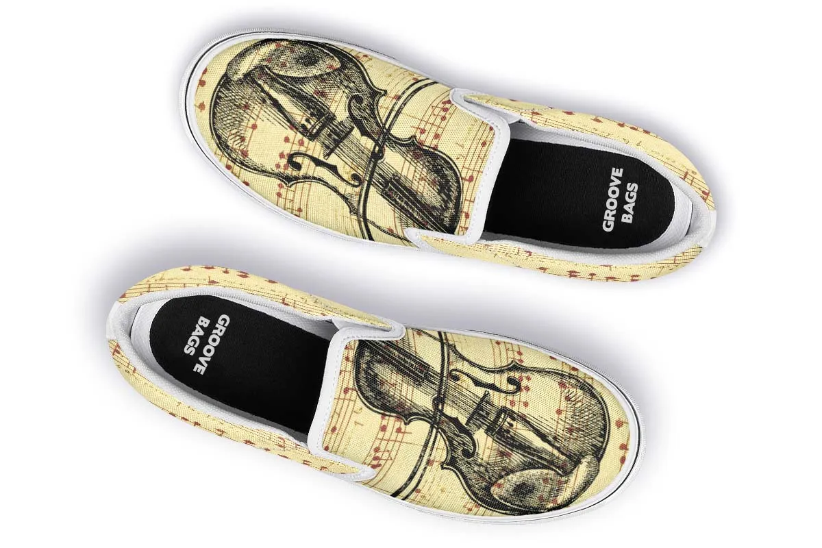 Violin Sketch Slip-On Shoes