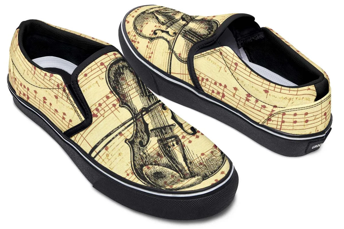 Violin Sketch Slip-On Shoes