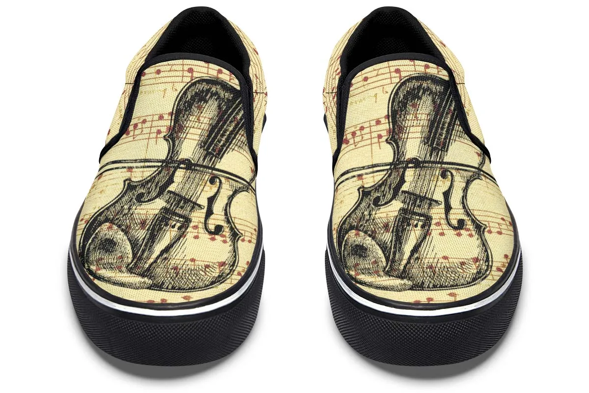 Violin Sketch Slip-On Shoes