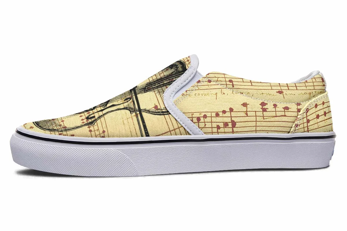 Violin Sketch Slip-On Shoes